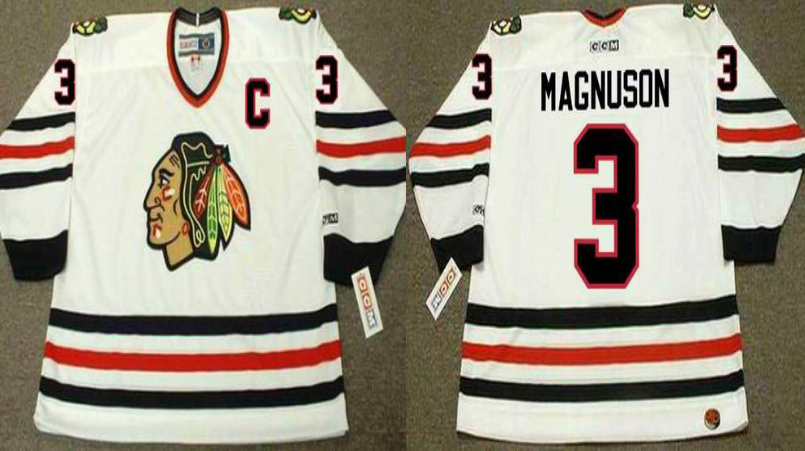 2019 Men Chicago Blackhawks 3 Magnuson white CCM NHL jerseys